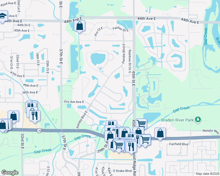 map of restaurants, bars, coffee shops, grocery stores, and more near 4368 Presidential Avenue Circle East in Bradenton