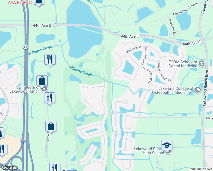 map of restaurants, bars, coffee shops, grocery stores, and more near 4906 88th Street East in Bradenton