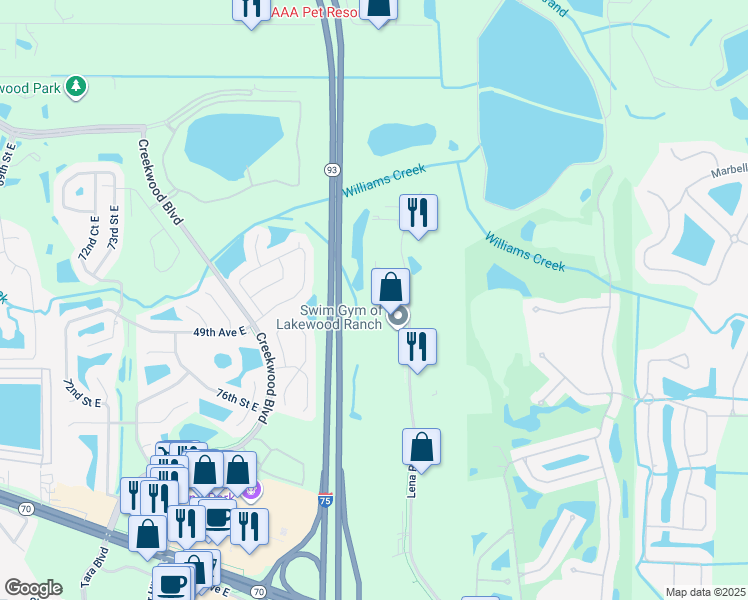 map of restaurants, bars, coffee shops, grocery stores, and more near 4916 Lena Road in Bradenton
