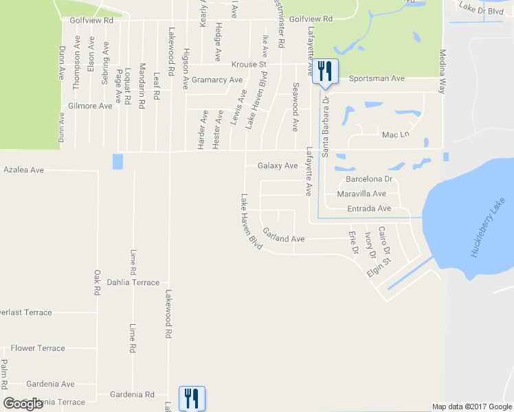 map of restaurants, bars, coffee shops, grocery stores, and more near 1201 Garland Avenue in Sebring