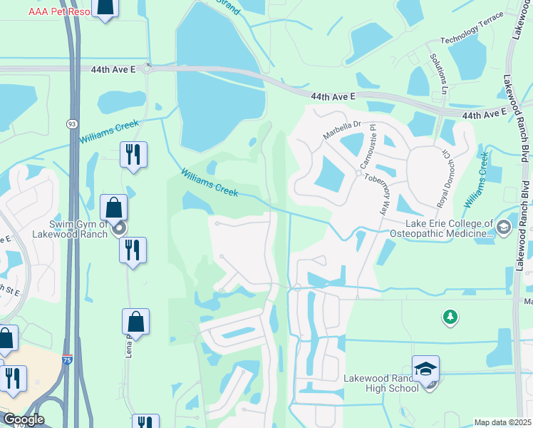 map of restaurants, bars, coffee shops, grocery stores, and more near 4906 88th Street East in Bradenton