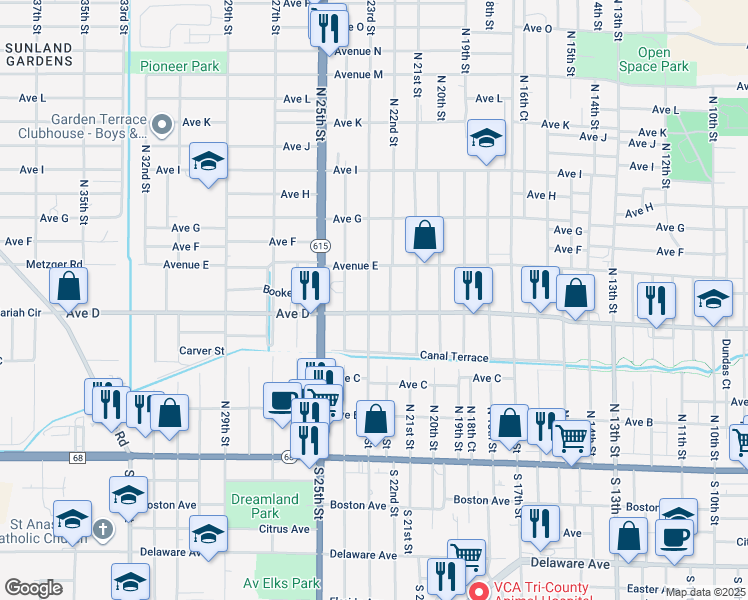 map of restaurants, bars, coffee shops, grocery stores, and more near 2208 Avenue D in Fort Pierce