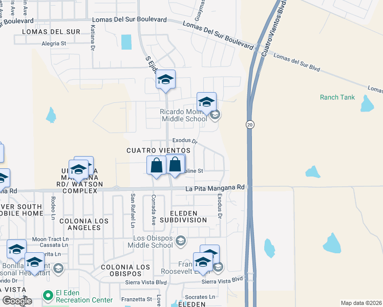 map of restaurants, bars, coffee shops, grocery stores, and more near 4440 Vientos Road in Laredo