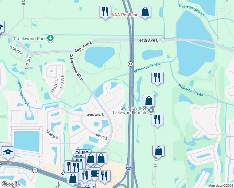 map of restaurants, bars, coffee shops, grocery stores, and more near 7912 48th Place East in Bradenton