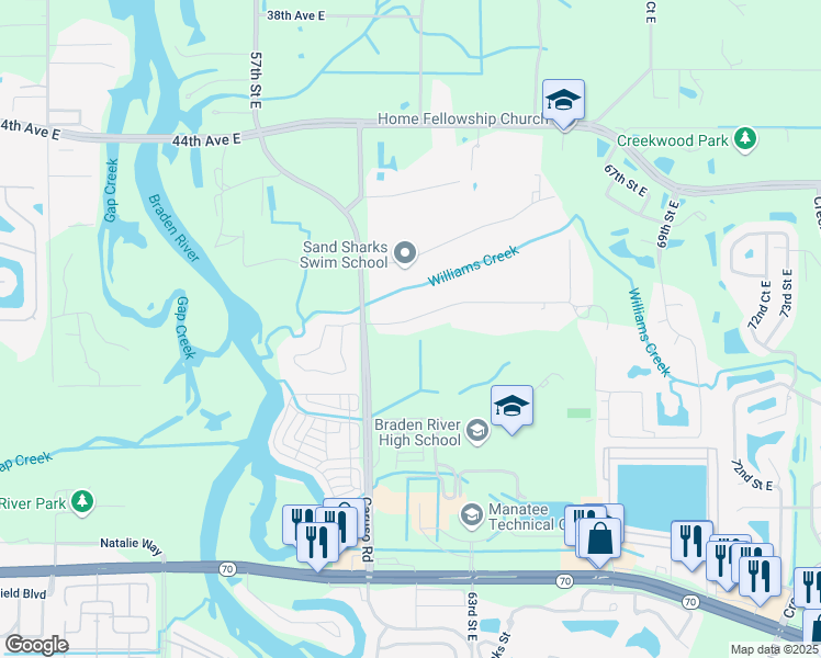 map of restaurants, bars, coffee shops, grocery stores, and more near 6106 48th Avenue Drive East in Bradenton