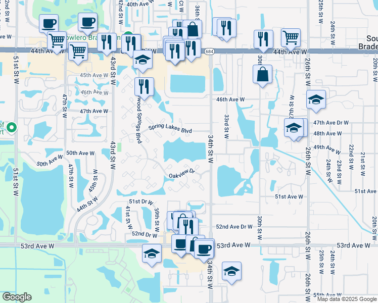 map of restaurants, bars, coffee shops, grocery stores, and more near 4820 34th Street West in Bradenton