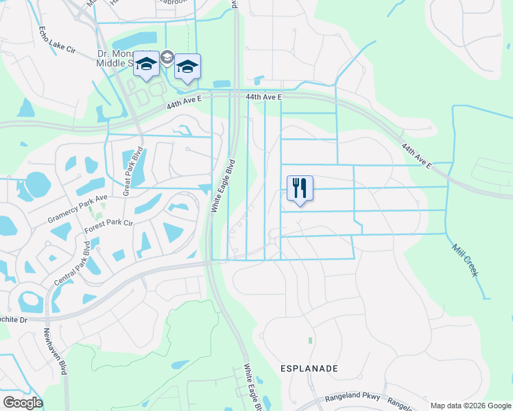 map of restaurants, bars, coffee shops, grocery stores, and more near 12758 Sorrento Way in Bradenton