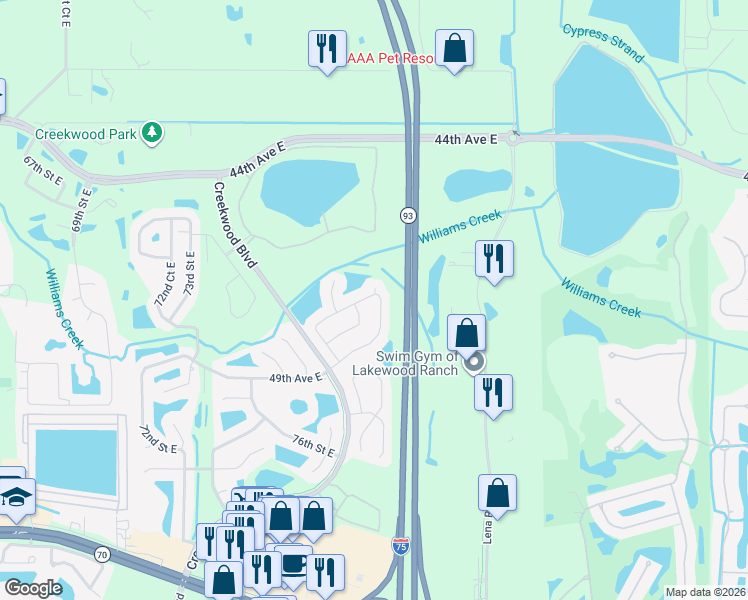 map of restaurants, bars, coffee shops, grocery stores, and more near 7912 48th Place East in Bradenton
