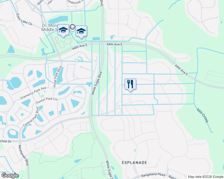 map of restaurants, bars, coffee shops, grocery stores, and more near 12758 Sorrento Way in Bradenton