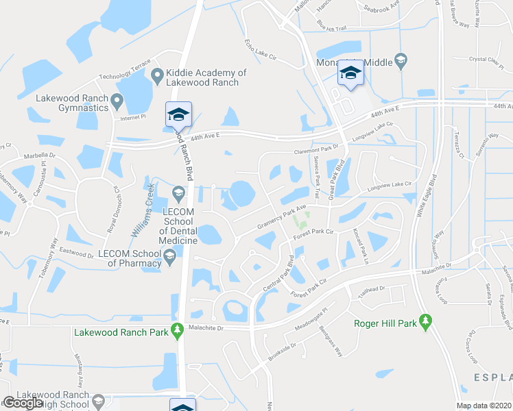 map of restaurants, bars, coffee shops, grocery stores, and more near 11609 Griffith Park Terrace in Bradenton