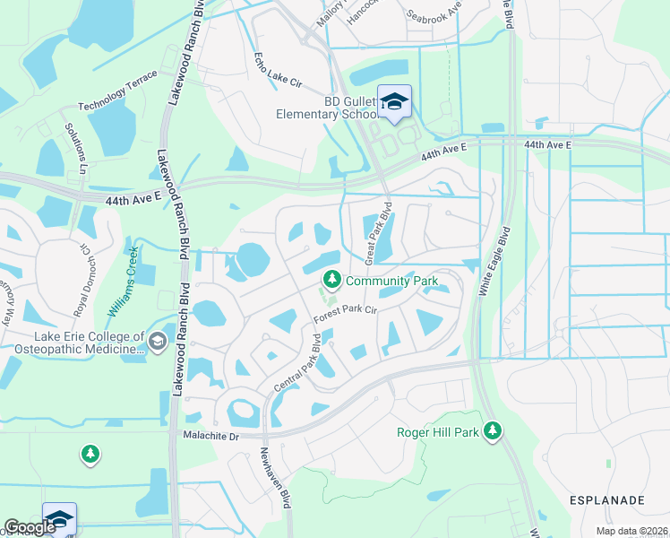 map of restaurants, bars, coffee shops, grocery stores, and more near 11905 Gramercy Park Avenue in Bradenton