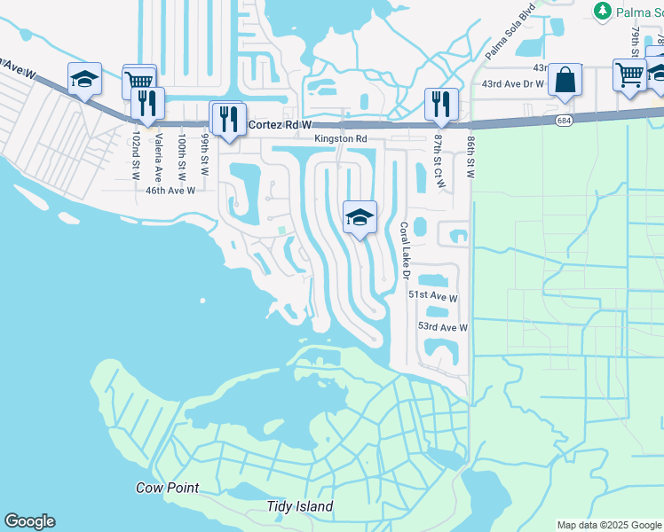 map of restaurants, bars, coffee shops, grocery stores, and more near 4911 Bimini Drive in Bradenton