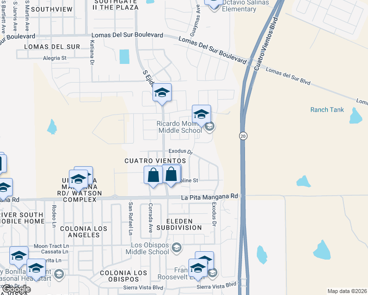 map of restaurants, bars, coffee shops, grocery stores, and more near 4325 Melissa Drive in Laredo