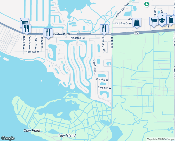 map of restaurants, bars, coffee shops, grocery stores, and more near 4912 Mangrove Point Road in Bradenton