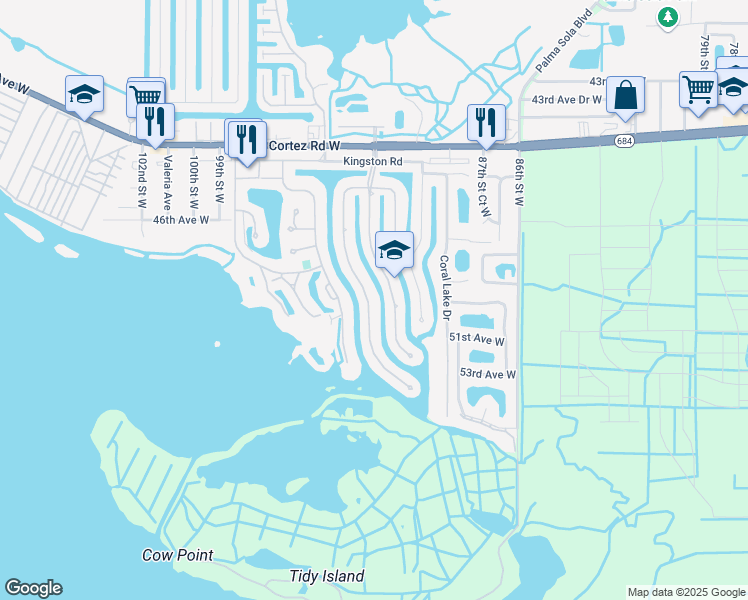map of restaurants, bars, coffee shops, grocery stores, and more near 4911 Bimini Drive in Bradenton