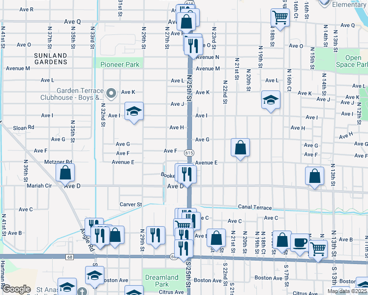 map of restaurants, bars, coffee shops, grocery stores, and more near 2502 Avenue F in Fort Pierce