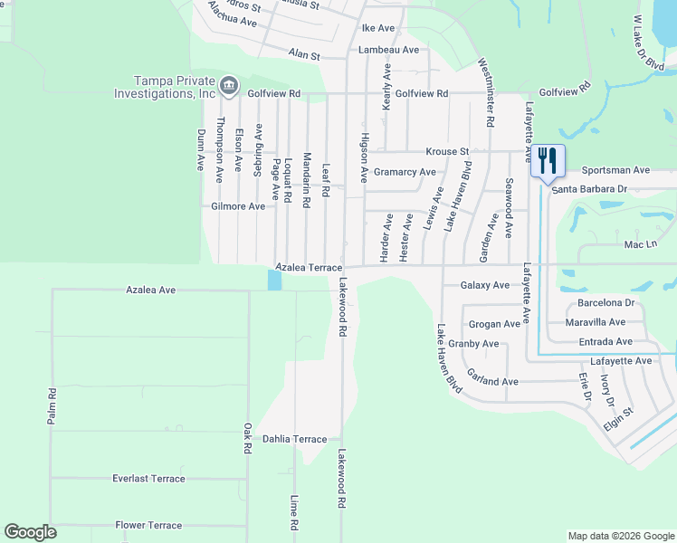 map of restaurants, bars, coffee shops, grocery stores, and more near Dozier Ave in Sebring