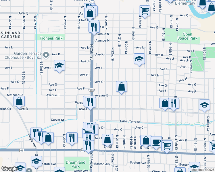 map of restaurants, bars, coffee shops, grocery stores, and more near 710 North 23rd Street in Fort Pierce