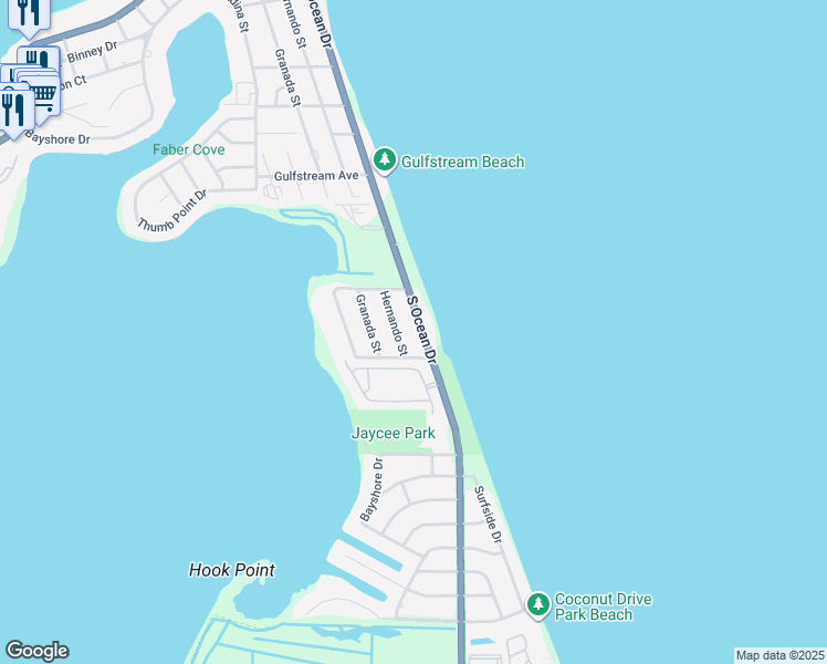 map of restaurants, bars, coffee shops, grocery stores, and more near 1117 South Ocean Drive in Fort Pierce