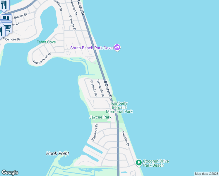 map of restaurants, bars, coffee shops, grocery stores, and more near 1136 South Ocean Drive in Fort Pierce