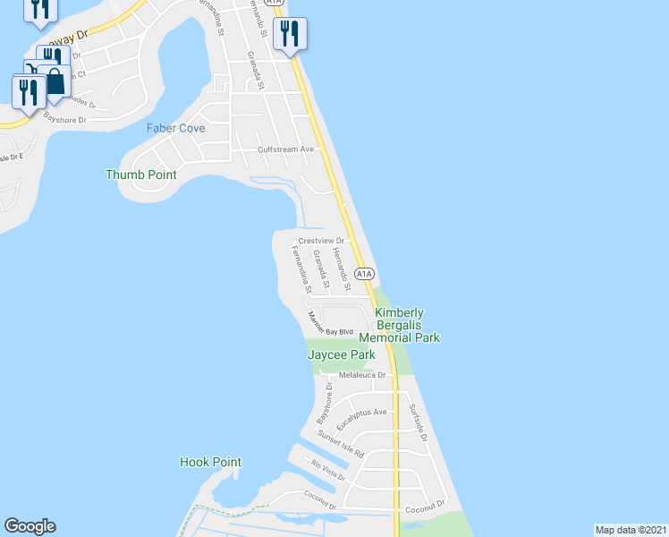 map of restaurants, bars, coffee shops, grocery stores, and more near 1123 Hernando Street in Fort Pierce