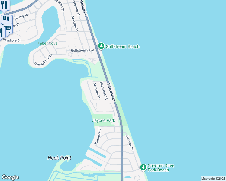 map of restaurants, bars, coffee shops, grocery stores, and more near 1117 South Ocean Drive in Fort Pierce