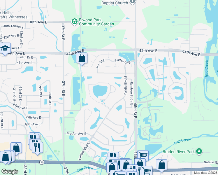 map of restaurants, bars, coffee shops, grocery stores, and more near 4706 Sand Trap Street Circle in Bradenton