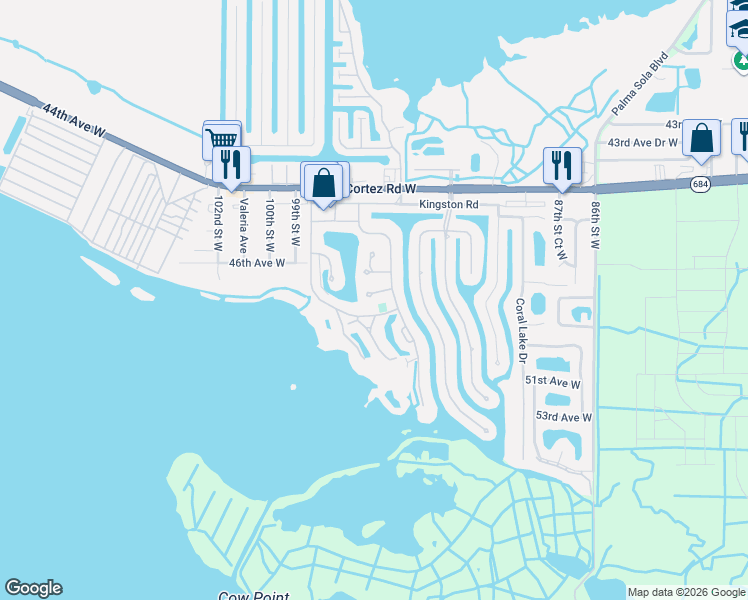 map of restaurants, bars, coffee shops, grocery stores, and more near 9408 Andover Circle in Bradenton