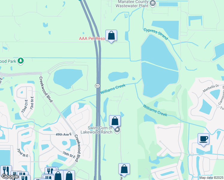 map of restaurants, bars, coffee shops, grocery stores, and more near 4602 Lena Road in Bradenton