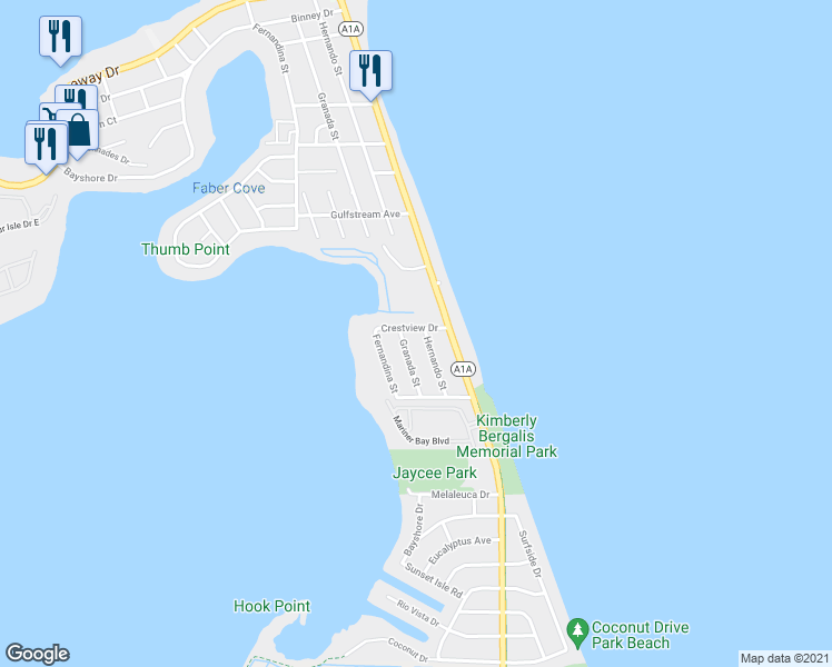 map of restaurants, bars, coffee shops, grocery stores, and more near 1831 Crestview Drive in Fort Pierce