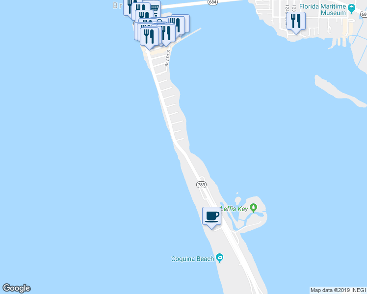 map of restaurants, bars, coffee shops, grocery stores, and more near 1407 Gulf Drive South in Bradenton Beach