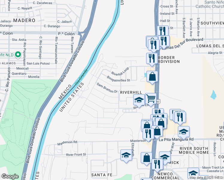 map of restaurants, bars, coffee shops, grocery stores, and more near 630 Buckwheat Drive in Laredo