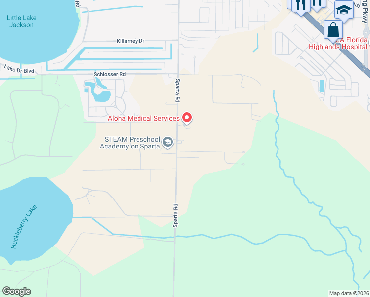 map of restaurants, bars, coffee shops, grocery stores, and more near 1701 Elf Drive in Sebring