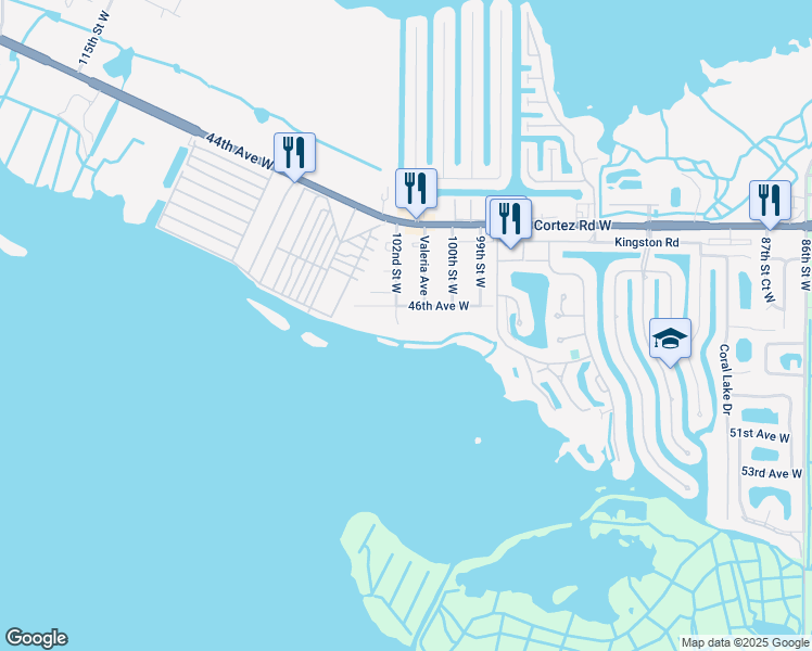 map of restaurants, bars, coffee shops, grocery stores, and more near 10118 46th Avenue West in Bradenton
