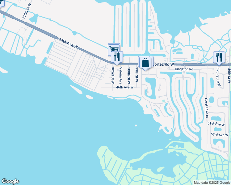 map of restaurants, bars, coffee shops, grocery stores, and more near 10118 46th Avenue West in Bradenton