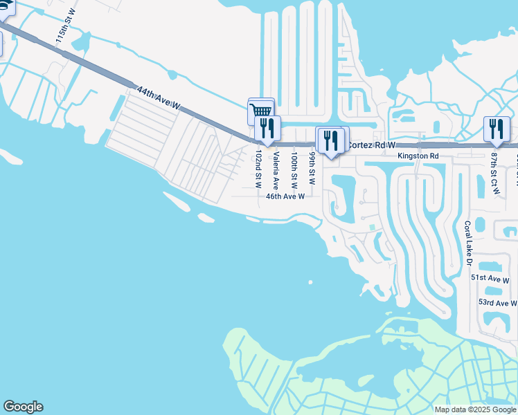 map of restaurants, bars, coffee shops, grocery stores, and more near 10118 46th Avenue West in Bradenton