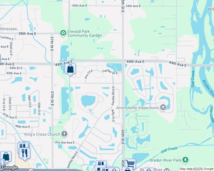 map of restaurants, bars, coffee shops, grocery stores, and more near 4323 Murfield Drive East in Bradenton