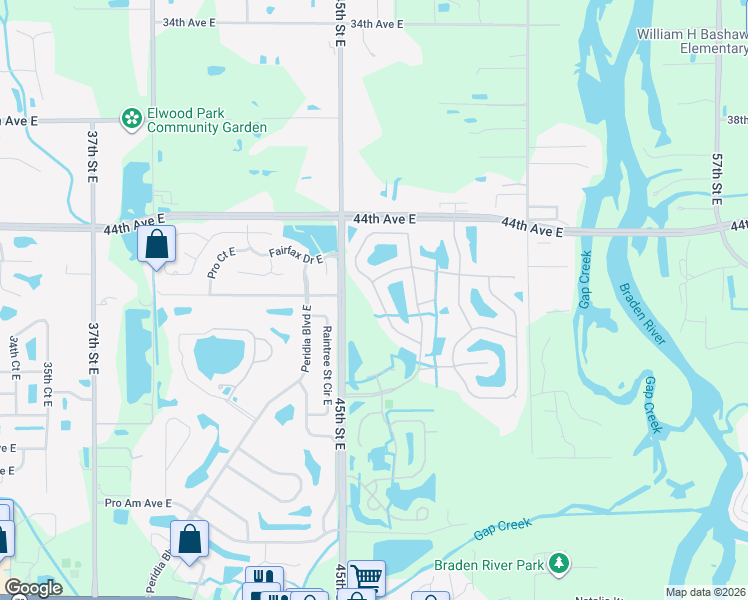 map of restaurants, bars, coffee shops, grocery stores, and more near 4506 Sanibel Way in Bradenton