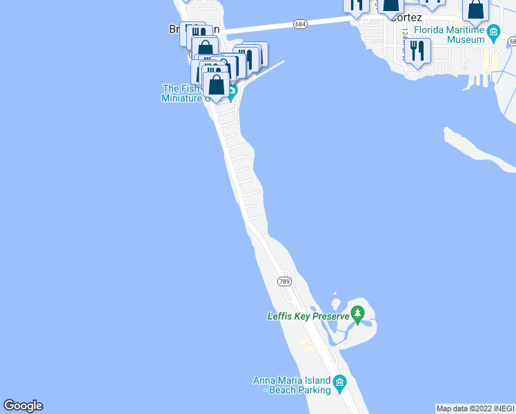 map of restaurants, bars, coffee shops, grocery stores, and more near 109 12th Street South in Bradenton Beach