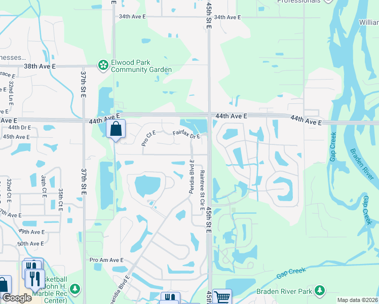 map of restaurants, bars, coffee shops, grocery stores, and more near 4323 Murfield Drive East in Bradenton