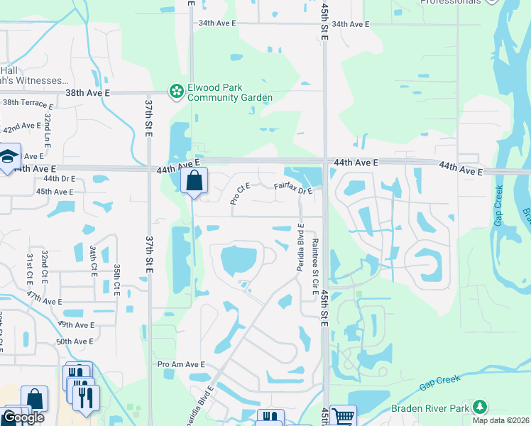 map of restaurants, bars, coffee shops, grocery stores, and more near 4219 Murfield Drive East in Bradenton