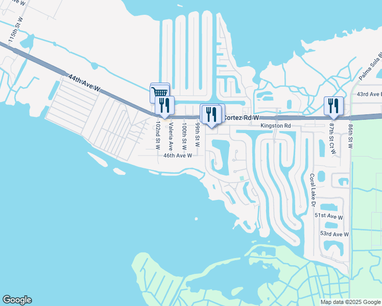 map of restaurants, bars, coffee shops, grocery stores, and more near 9911 46th Avenue West in Bradenton