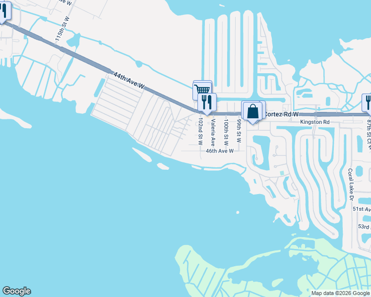 map of restaurants, bars, coffee shops, grocery stores, and more near 4603 103rd Street West in Bradenton