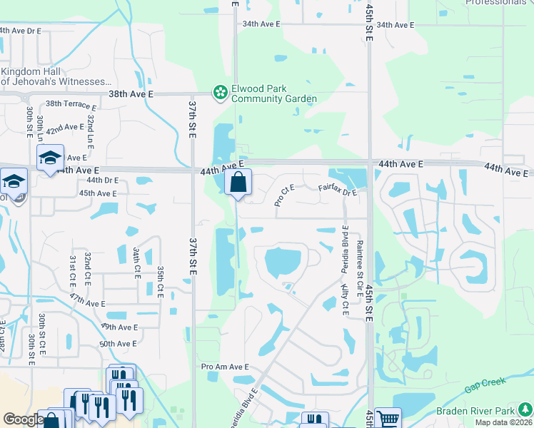 map of restaurants, bars, coffee shops, grocery stores, and more near 4041 Murfield Drive East in Bradenton