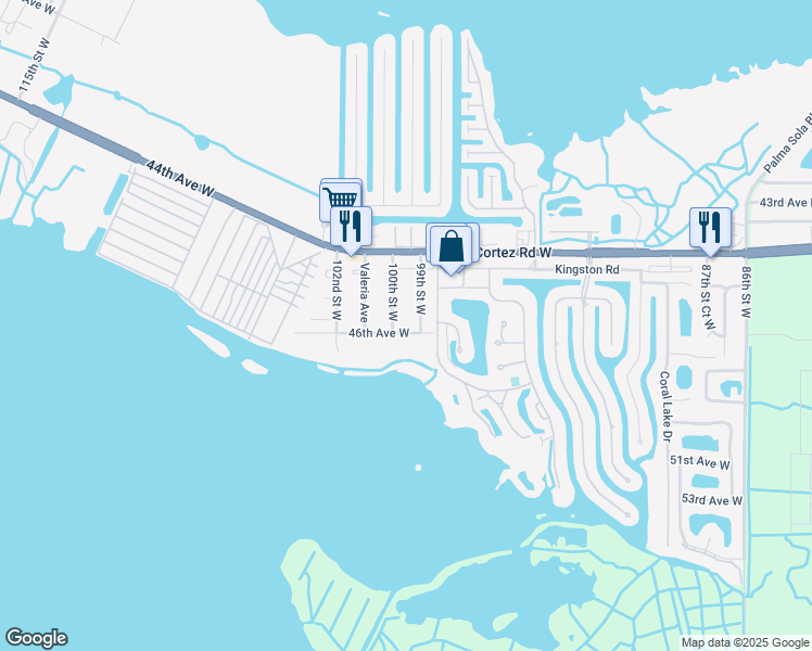 map of restaurants, bars, coffee shops, grocery stores, and more near 9911 46th Avenue West in Bradenton