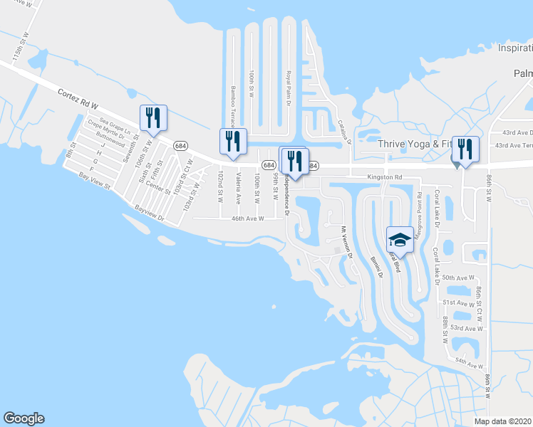 map of restaurants, bars, coffee shops, grocery stores, and more near 9911 46th Avenue West in Bradenton