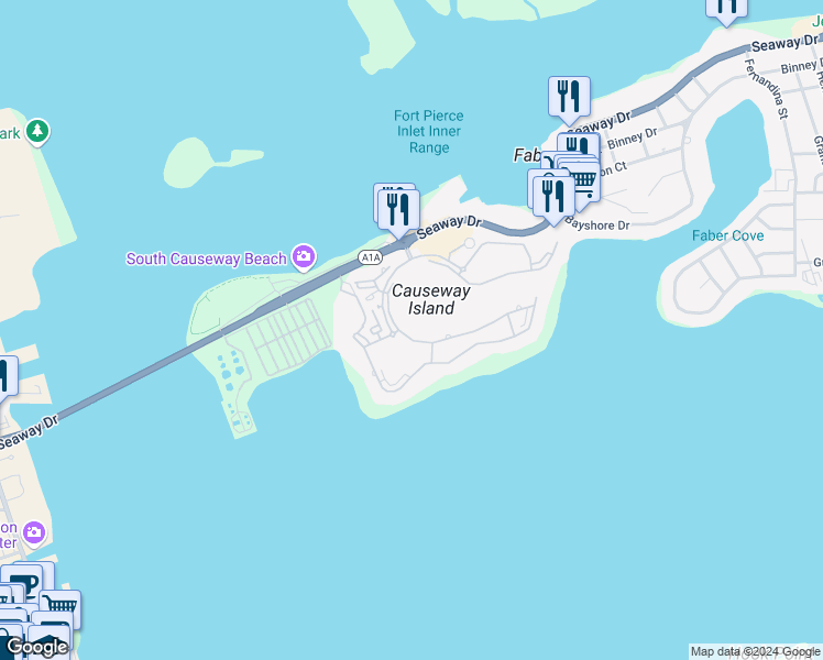 map of restaurants, bars, coffee shops, grocery stores, and more near 13 Harbour Isle Drive West in Fort Pierce