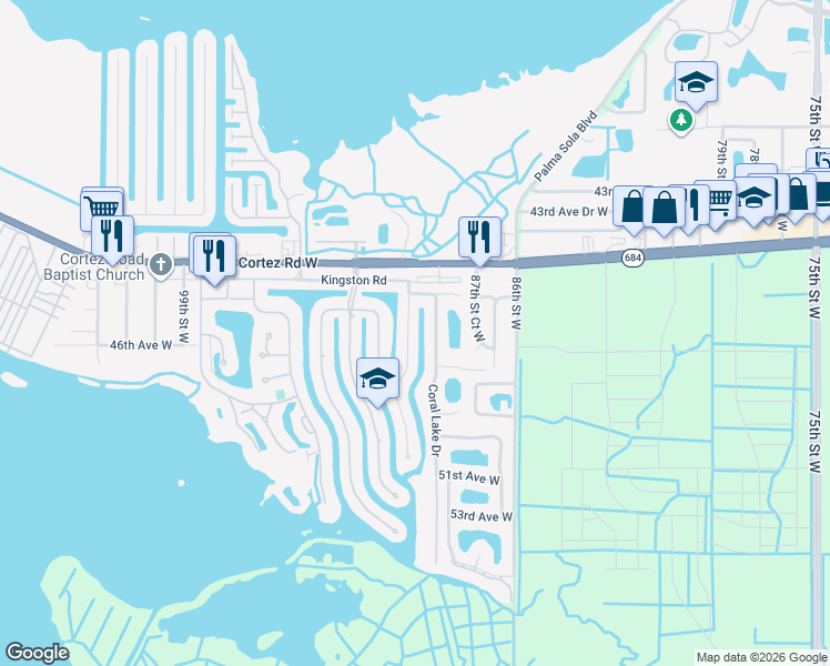 map of restaurants, bars, coffee shops, grocery stores, and more near 4524 Mangrove Point Road in Bradenton