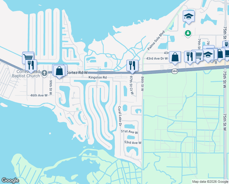 map of restaurants, bars, coffee shops, grocery stores, and more near 4524 Mangrove Point Road in Bradenton