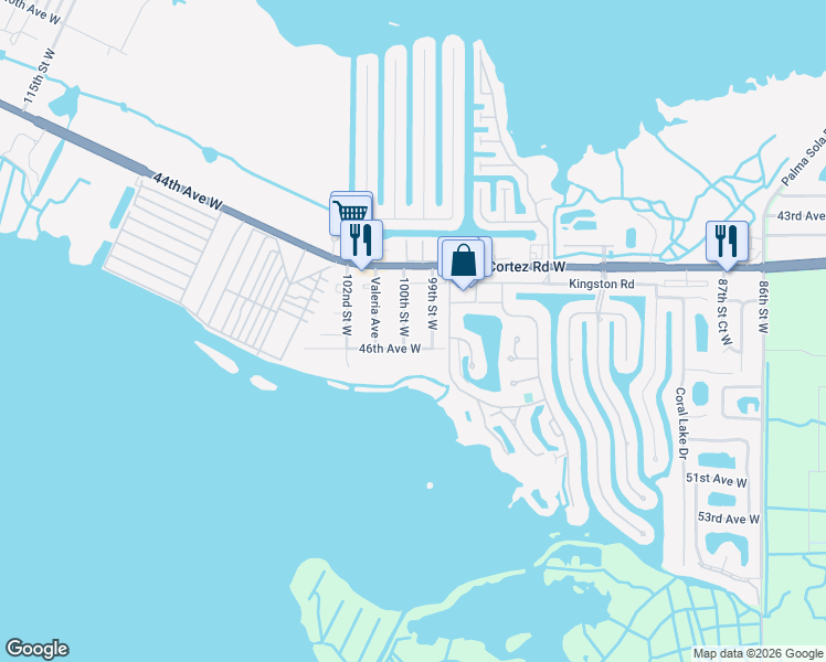 map of restaurants, bars, coffee shops, grocery stores, and more near 9911 46th Avenue West in Bradenton